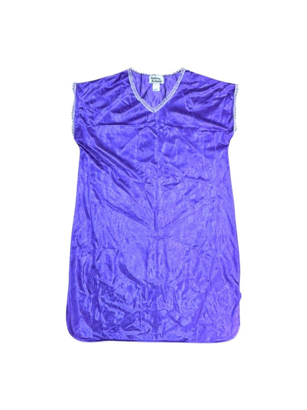 Anthony Richards Purple Womens Sleeveless Nightgown M 100% Polyester Satin Feel